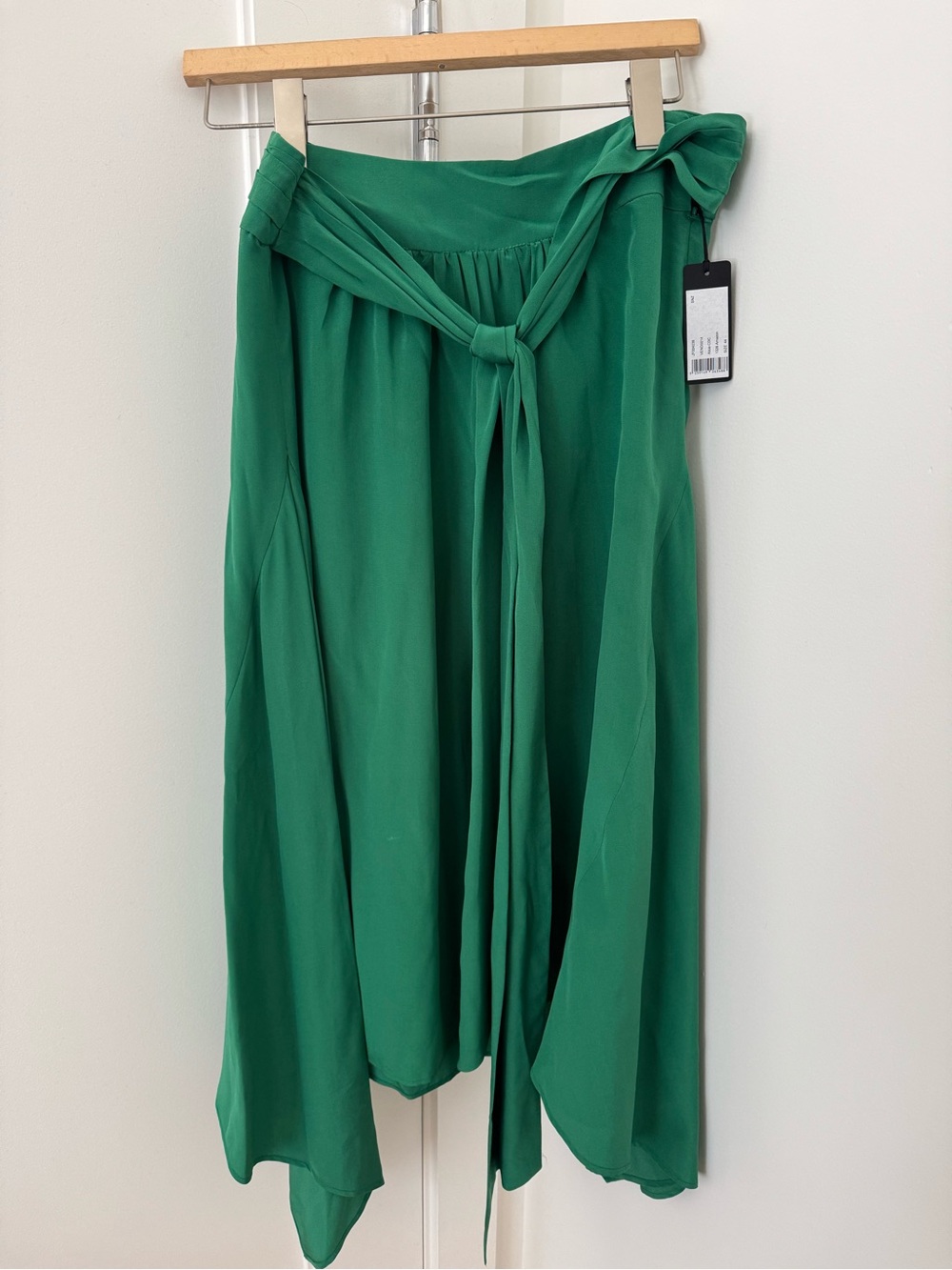 Bright Green Asymmetrical Silk Skirt